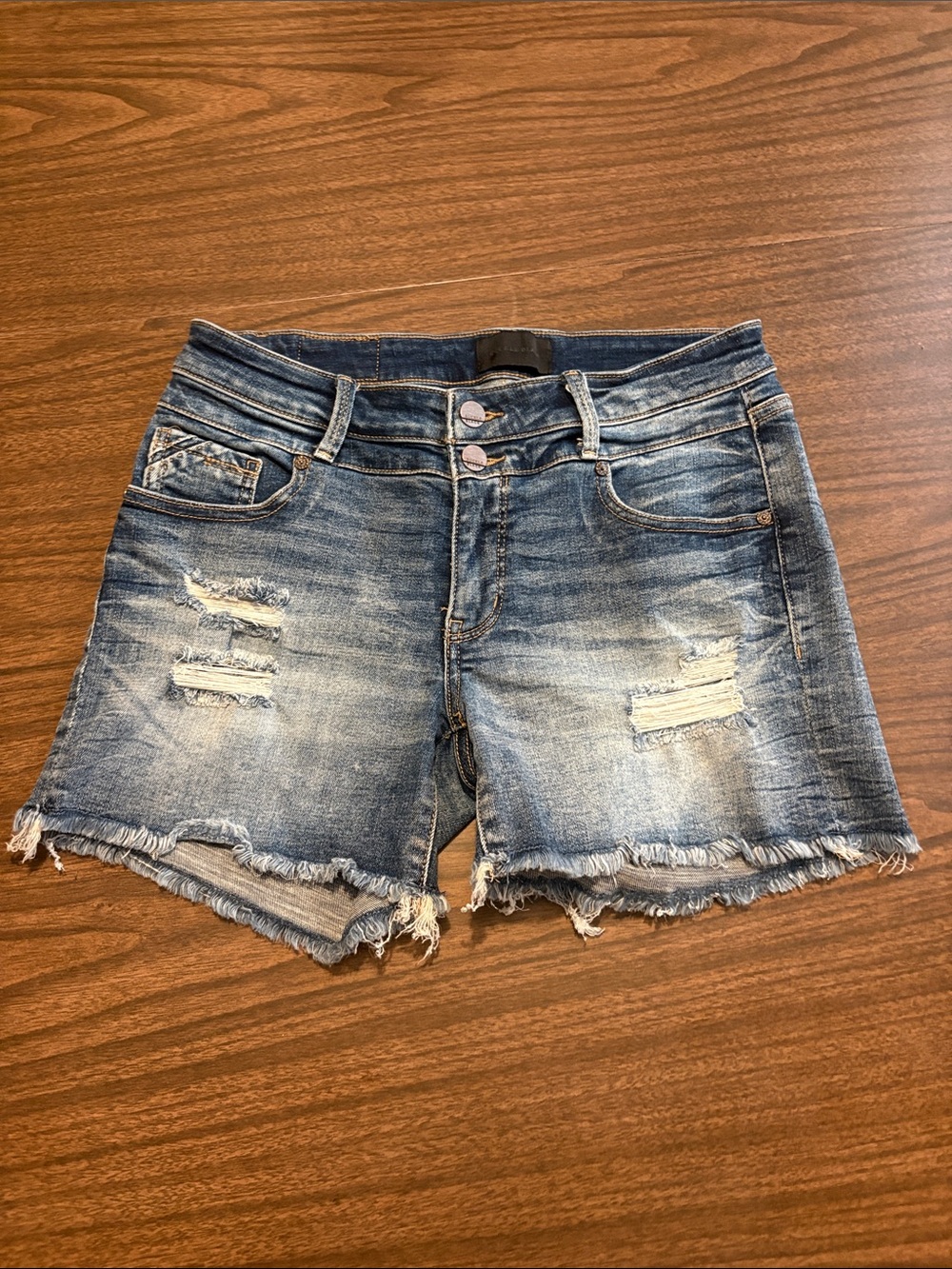 Buckle Black Size 26 Distressed Blue Denim Shorts Fit No 53
